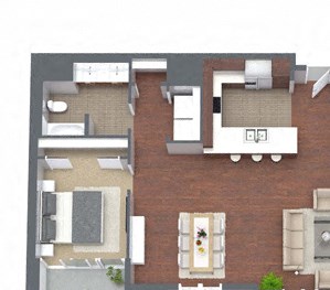 2E – 2 Bedroom 2 Bath Floor Plan Layout – 1367 Square Feet